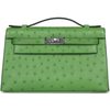 Hermès Kelly Pochette Clutch Vert Yucca Ostrich PHW