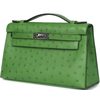 Hermès Kelly Pochette Clutch Vert Yucca Ostrich PHW