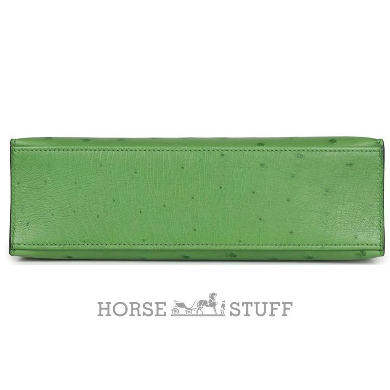 Hermès Kelly Pochette Clutch Vert Yucca Ostrich PHW