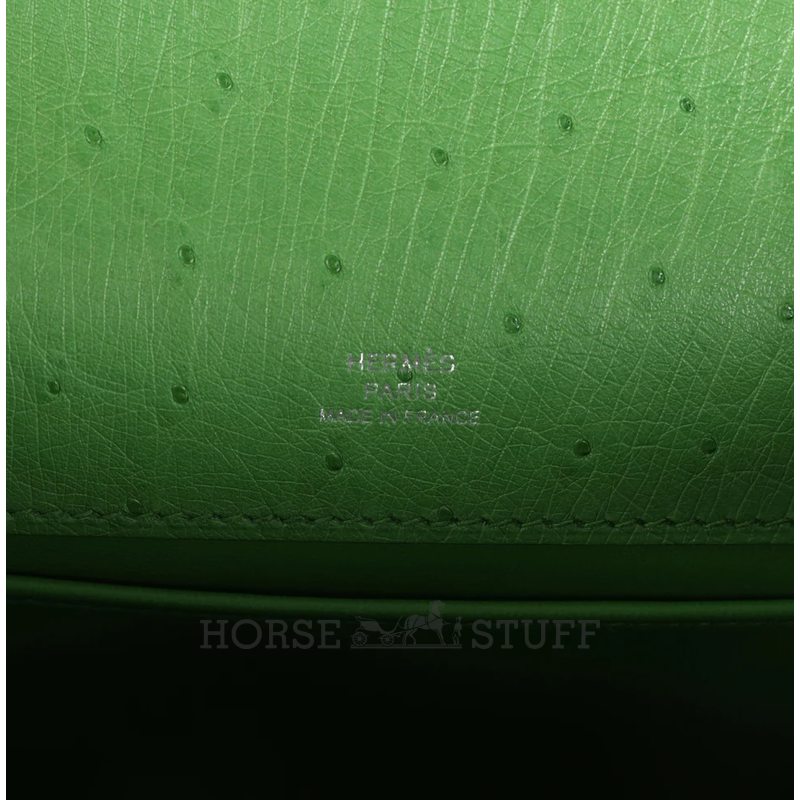 Hermès Kelly Pochette Clutch Vert Yucca Ostrich PHW