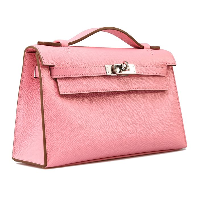 Hermes Rose Confetti Epsom Pink Pochette Cut Clutch Kelly Bag