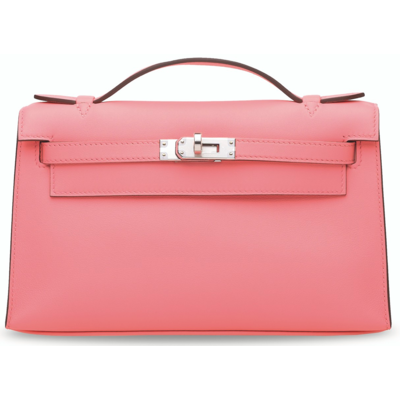 Hermès Kelly Pochette Clutch Rose d'Ete Swift PHW