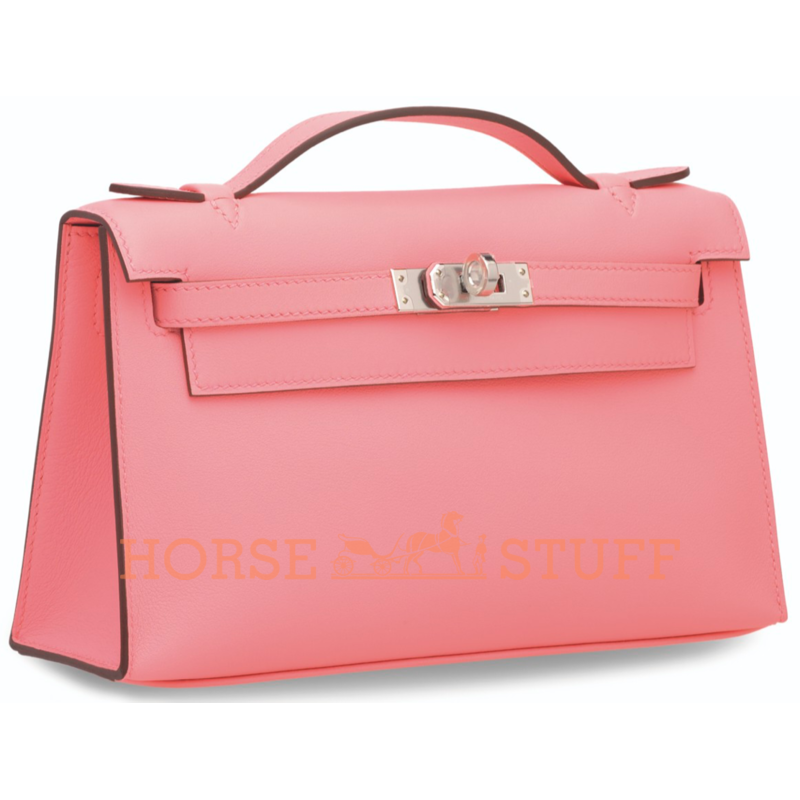 Hermès Kelly Pochette Clutch Rose d'Ete Swift PHW