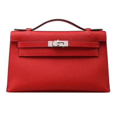 Hermès Kelly Pochette Clutch Rouge Casaque Epsom PHW