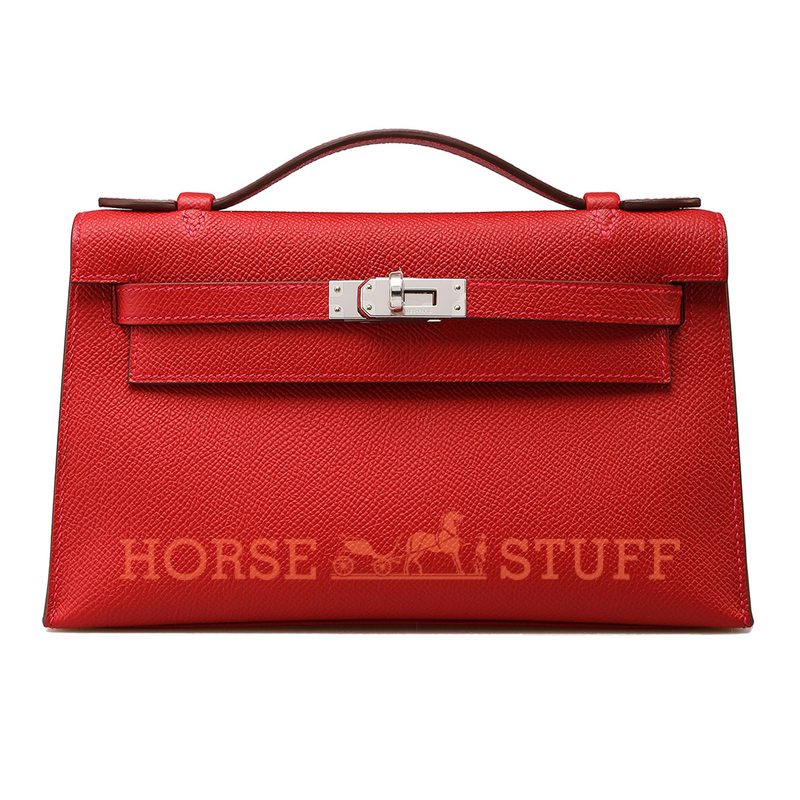 Hermès Kelly Pochette Clutch Rouge Casaque Epsom PHW