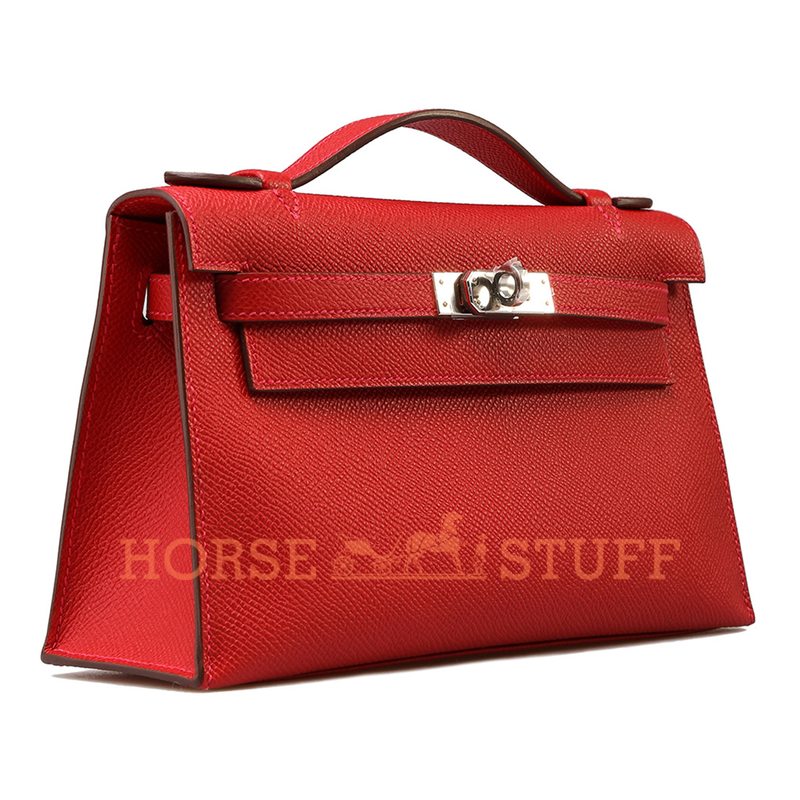 Hermès Kelly Pochette Clutch Rouge Casaque Epsom PHW