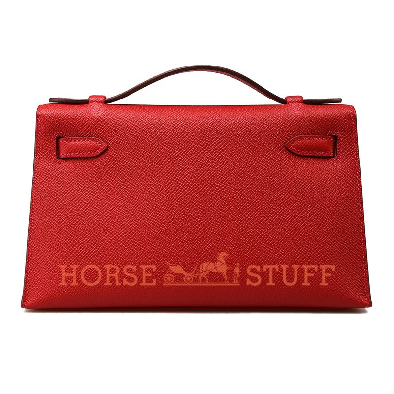 Hermès Kelly Pochette Clutch Rouge Casaque Epsom PHW