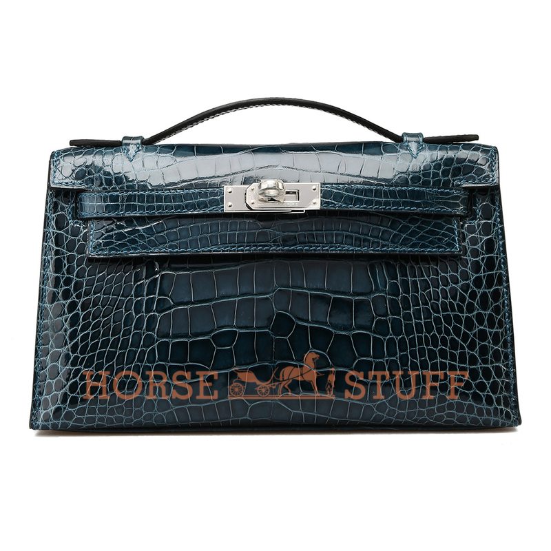 Hermès Kelly Pochette Clutch Colvert Lisse Crocodile Alligator PHW