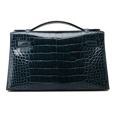 Hermès Kelly Pochette Clutch Colvert Lisse Crocodile Alligator PHW