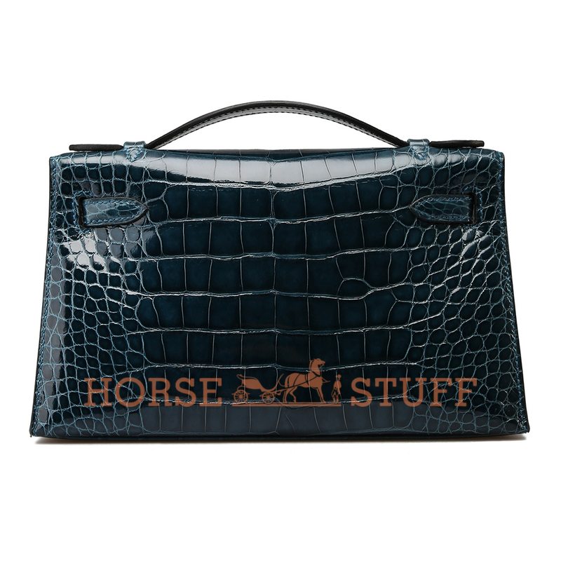 Hermès Kelly Pochette Clutch Colvert Lisse Crocodile Alligator PHW