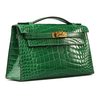 Hermès Kelly Pochette Clutch Cactus Lisse Crocodile Alligator GHW