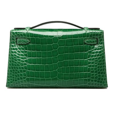 Hermès Kelly Pochette Clutch Cactus Lisse Crocodile Alligator GHW