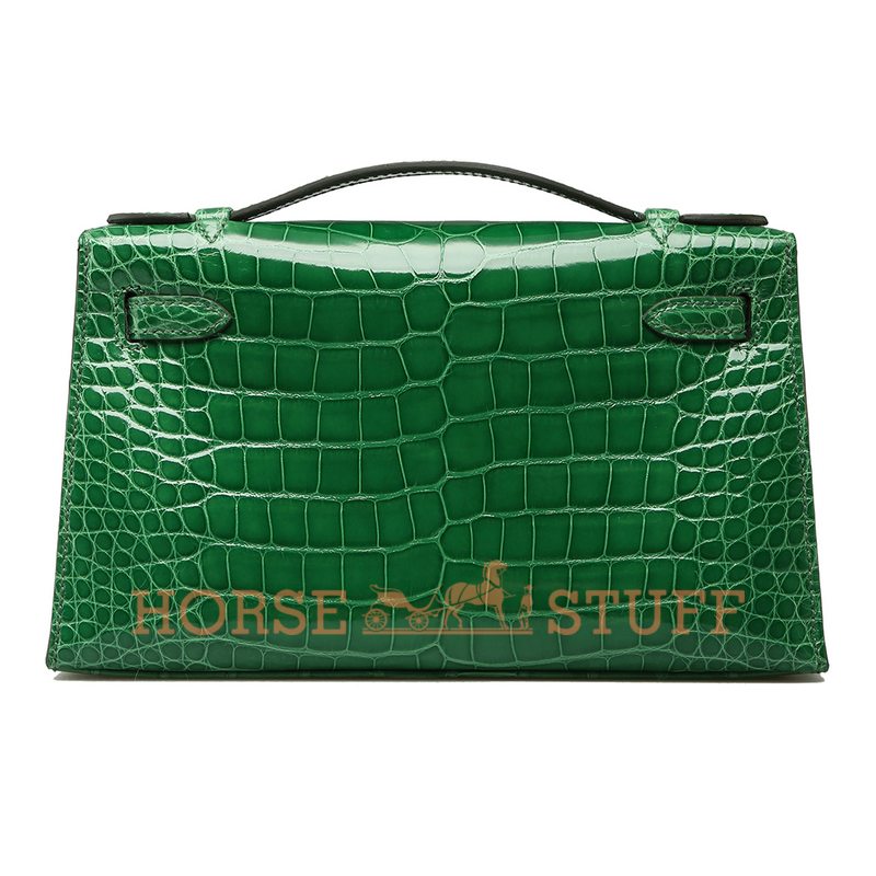 Hermès Kelly Pochette Clutch Cactus Lisse Crocodile Alligator GHW