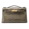 Hermès Kelly Pochette Clutch Gris Tourterelle Lisse Crocodile Alligator GHW