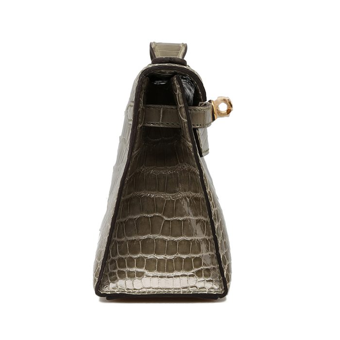 Hermès Kelly Pochette Clutch Gris Tourterelle Lisse Crocodile Alligator GHW  from 100% authentic materials!