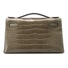 Hermès Kelly Pochette Clutch Gris Tourterelle Lisse Crocodile Alligator GHW