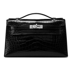 Hermès Kelly Pochette Braise Alligator Mississippi Lisse Palladium