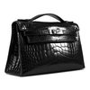 Hermès Kelly Pochette Clutch Black Lisse Crocodile Alligator PHW