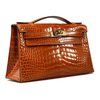 Hermès Kelly Pochette Clutch Pain d'Épices Lisse Crocodile Alligator PHW