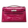 Hermès Kelly Pochette Clutch Fuchsia Lisse Crocodile Alligator PHW