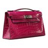 Hermès Kelly Pochette Clutch Fuchsia Lisse Crocodile Alligator PHW