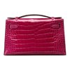 Hermès Kelly Pochette Clutch Fuchsia Lisse Crocodile Alligator PHW