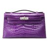 Hermès Kelly Pochette Clutch Ultraviolet Lisse Crocodile Alligator PHW