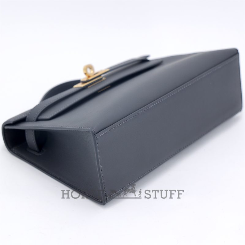 HERMÈS KELLY POCHETTE CLUTCH Ardoise Swift GHW
