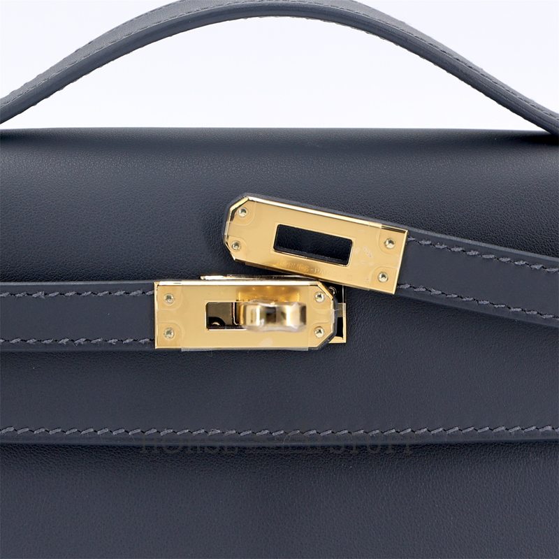 HERMÈS KELLY POCHETTE CLUTCH Ardoise Swift GHW