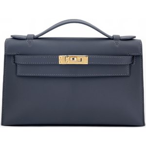 HERMÈS KELLY POCHETTE CLUTCH Ardoise Swift GHW