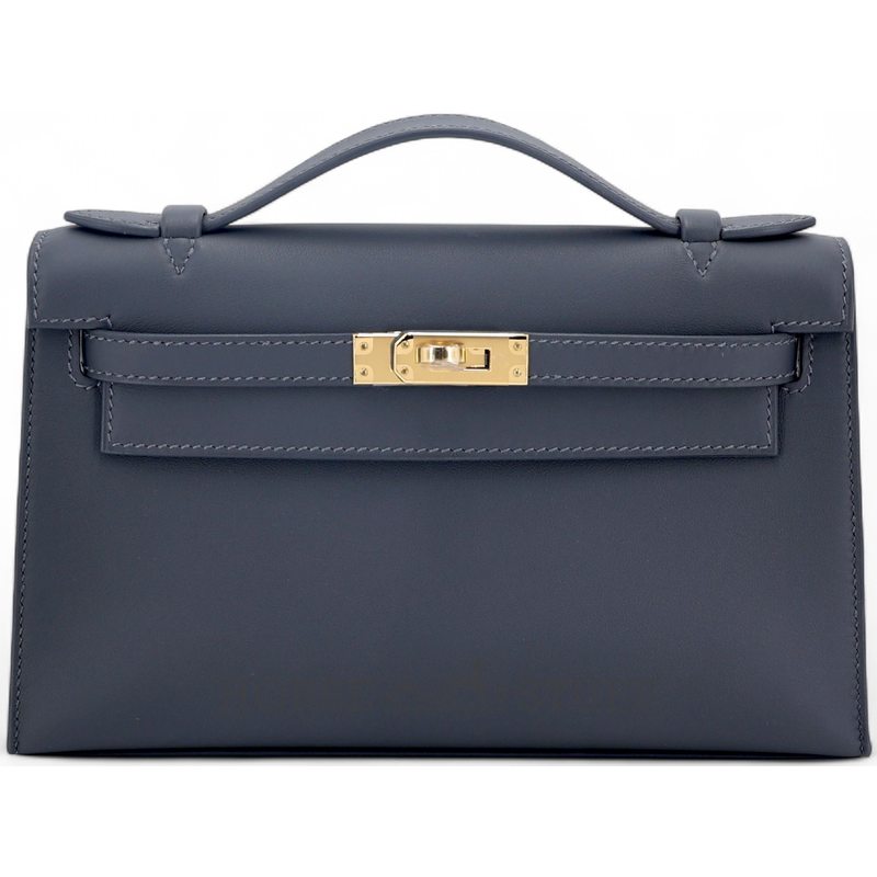HERMÈS KELLY POCHETTE CLUTCH Ardoise Swift GHW