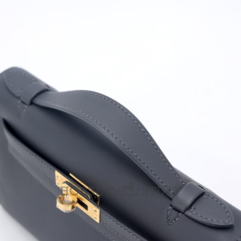 HERMÈS KELLY POCHETTE CLUTCH Ardoise Swift GHW