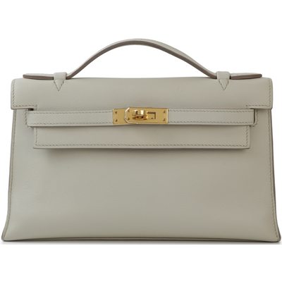 HERMÈS KELLY POCHETTE CLUTCH Beton Swift GHW