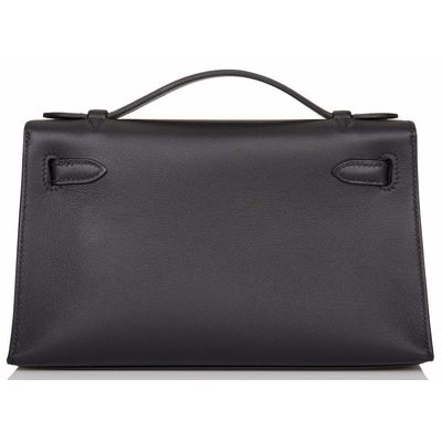 Hermès Kelly Pochette Clutch Black Swift GHW 