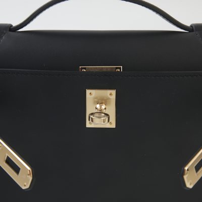 HERMÈS KELLY POCHETTE CLUTCH Black Swift Permabrass HW