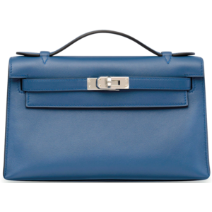 Hermès Kelly Pochette Blue Agate Swift PHW