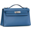 Hermès Kelly Pochette Blue Agate Swift PHW