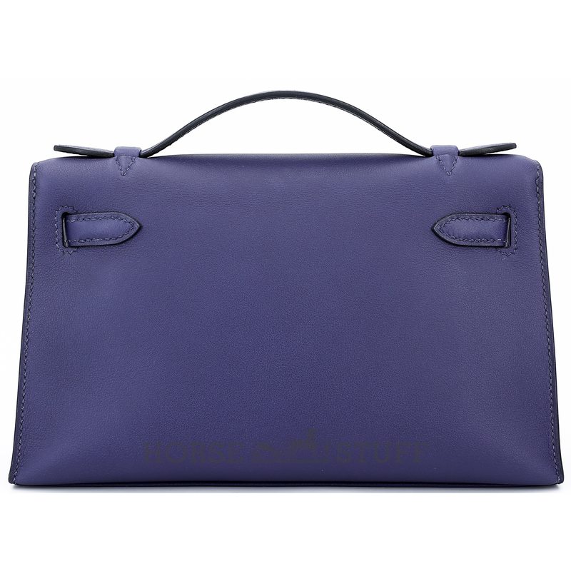 Hermès Kelly Pochette Blue Encre Swift GHW