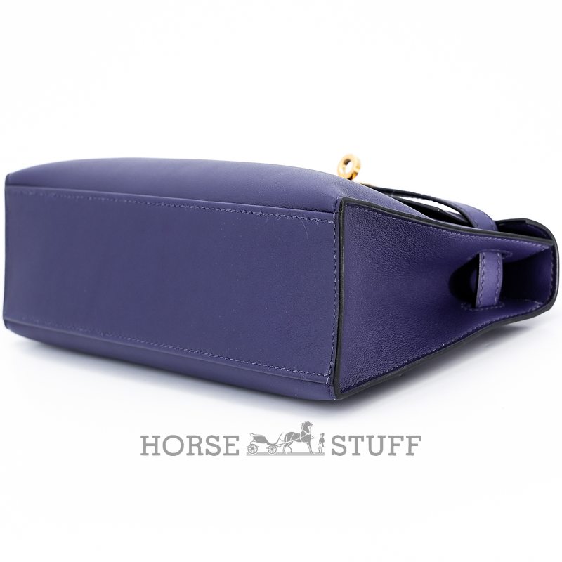 Hermès Kelly Pochette Blue Encre Swift GHW