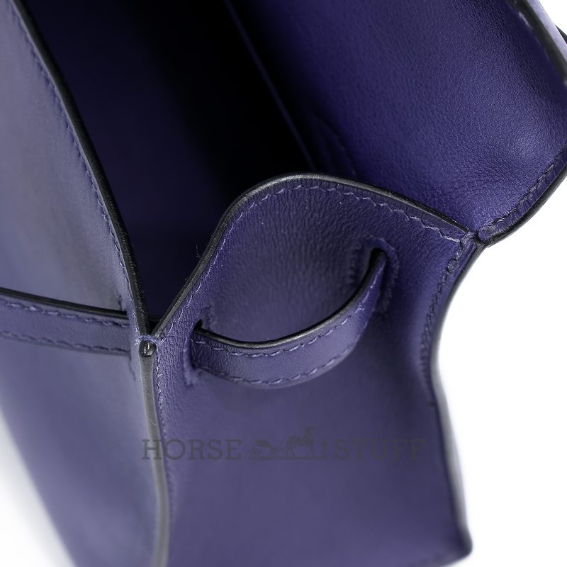 Hermès Kelly Pochette Blue Encre Swift GHW