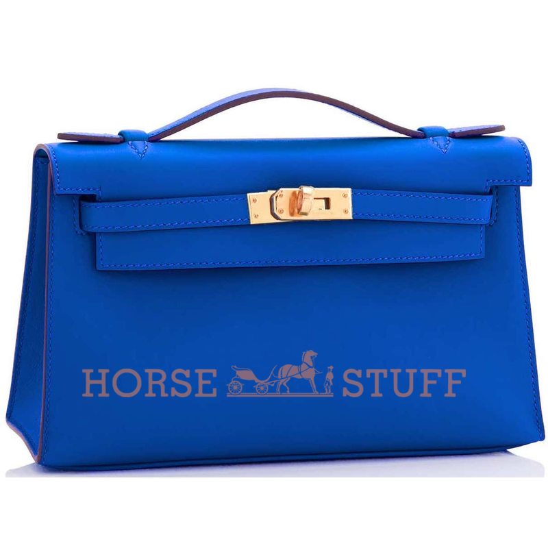 Hermès Kelly Pochette Blue France Swift GHW