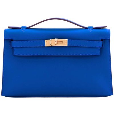 Hermès Kelly Pochette Blue France Swift GHW