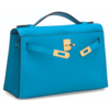 Hermès Kelly Pochette Clutch Blue Frida Swift GHW