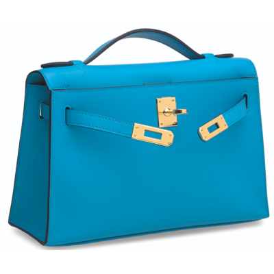 Hermès Kelly Pochette Clutch Blue Frida Swift GHW 