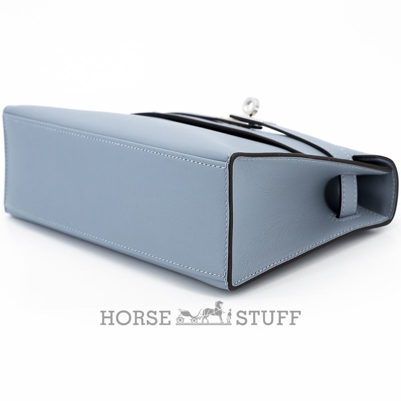 HERMÈS KELLY POCHETTE CLUTCH Blue Lin Swift PHW