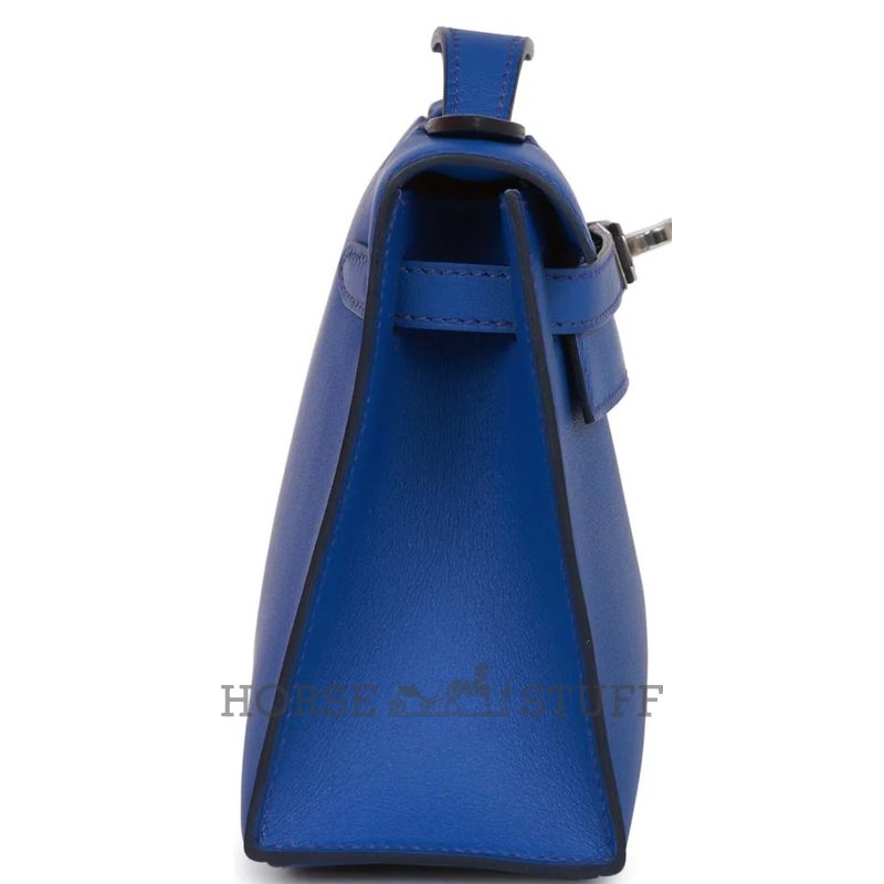 HERMÈS KELLY POCHETTE CLUTCH Blue Royal Swift PHW