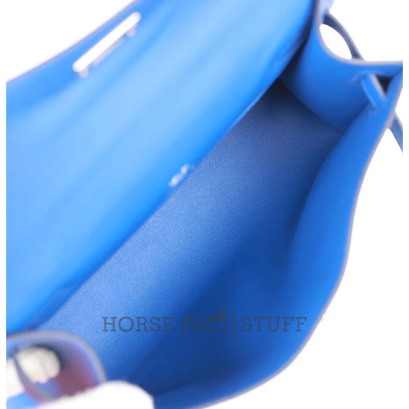HERMÈS KELLY POCHETTE CLUTCH Blue Royal Swift PHW