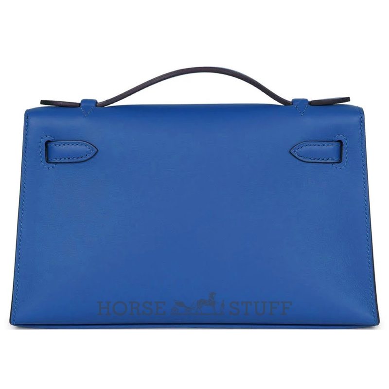 HERMÈS KELLY POCHETTE CLUTCH Blue Royal Swift PHW
