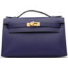 Hermès Kelly Pochette Clutch Blue Sapphire Swift GHW