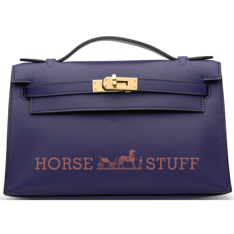 Hermès Kelly Pochette Clutch Blue Sapphire Swift GHW